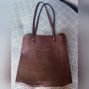 Maurices Brown Faux Leather Work School Tote Shoulder Bag Purse